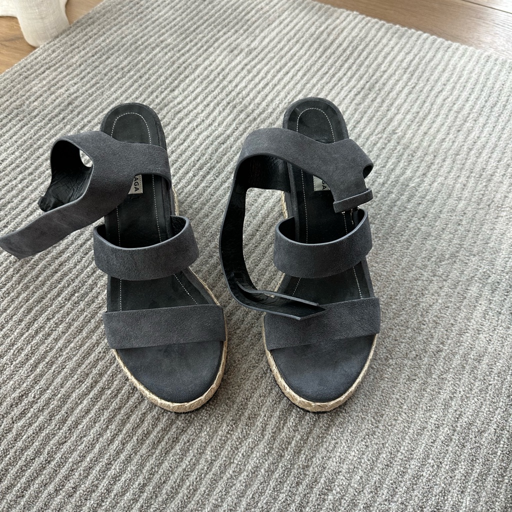 Balenciaga, Gray Suede Wedges, Size 40